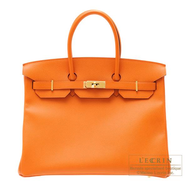 Hermès Orange Epsom Kelly Pochette with Gold Hardware
