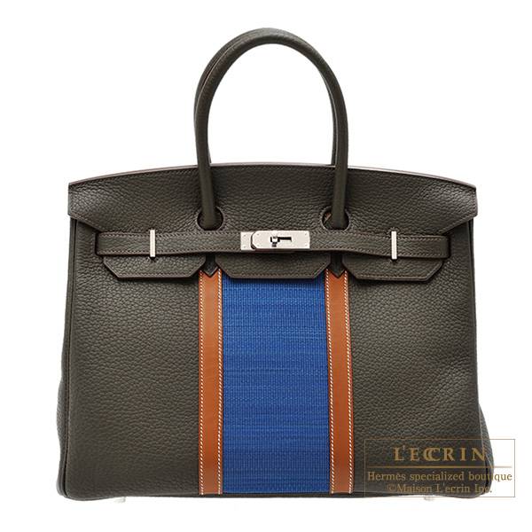 Hermes Birkin Club bag 35 Vert bronze/Blue thalassa/Fauve Fjord/Ottomane  Silver hardware | L'ecrin Boutique Singapore