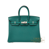 Hermes　Birkin bag 25　Malachite　Togo leather　Silver hardware