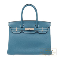 Hermes　Birkin bag 30　Blue jean　Clemence leather　Silver hardware