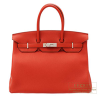 Hermes　Birkin bag 35　Vermillon　Togo leather　Silver hardware