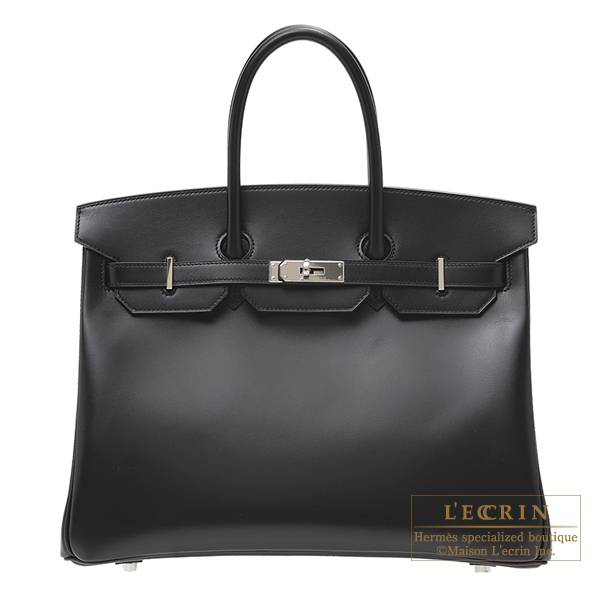 Hermes Birkin bag 35 Black Box calf leather Silver hardware