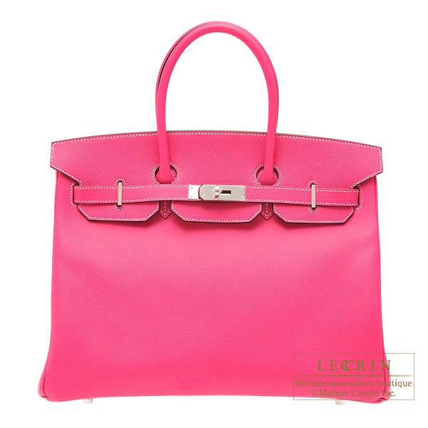 Hermes Birkin bag 35 Rose tyrien Epsom leather Silver hardware L