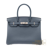 Hermes　Birkin bag 30　Blue orage　Togo leather　Silver hardware