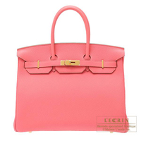 Hermes　Birkin bag 35　Rose lipstick　Togo leather　Gold hardware