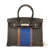 Hermes　Birkin Club bag 30　Vert bronze/Blue thalassa/Fauve　Fjord/Ottomane　Silver hardware