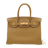 Hermes　Birkin bag 30　Kraft　Clemence leather　Gold hardware