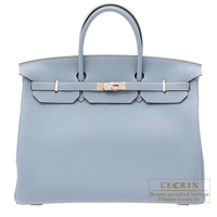 Hermes　Birkin bag 40　Blue lin　Togo leather　Silver hardware