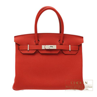 Hermes　Birkin bag 30　Vermillon　Togo leather　Silver hardware