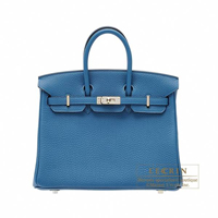 Hermes　Birkin bag 25　Blue de galice　Togo leather　Silver hardware