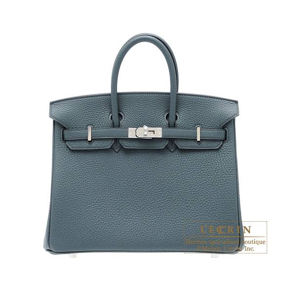 Hermes Birkin bag 25 Blue jean Togo leather Silver hardware