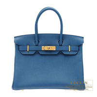 Hermes　Birkin bag 30　Blue de galice　Togo leather　Gold hardware