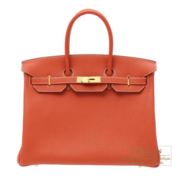 Hermes Birkin bag 35 Sanguine Fjord leather Gold hardware