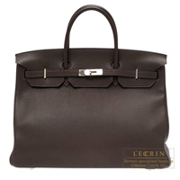Hermes　Birkin bag 40　Ebene　Clemence leather　Silver hardware