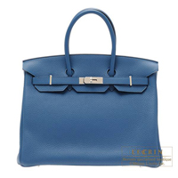 Hermes　Birkin bag 35　Blue thalassa　Clemence leather　Silver hardware