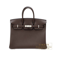 Hermes　Birkin bag 25　Cacao　Togo leather　Silver hardware