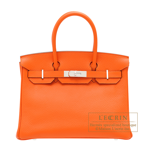 Hermes　Birkin bag 30　Feu　Clemence leather　Silver hardware