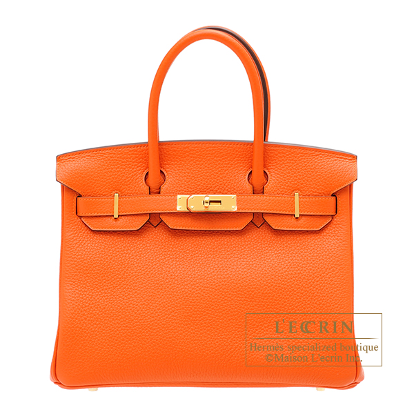 Hermes　Birkin bag 30　Feu　Clemence leather　Gold hardware