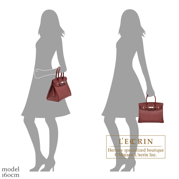 Hermès Rouge Grenat & Gris Mouette Epsom Leather Birkin