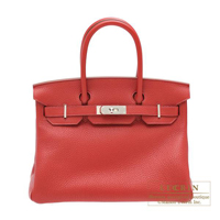 Hermes　Birkin bag 30　Rouge garance　Clemence leather　Silver hardware