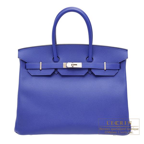 Hermes Birkin bag 35 Blue electric Epsom leather Silver