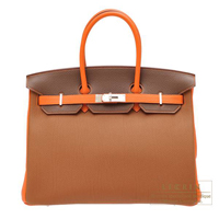 Hermes　Personal Birkin bag 35　Gold/　Brulee/　Orange　Togo leather　Silver hardware