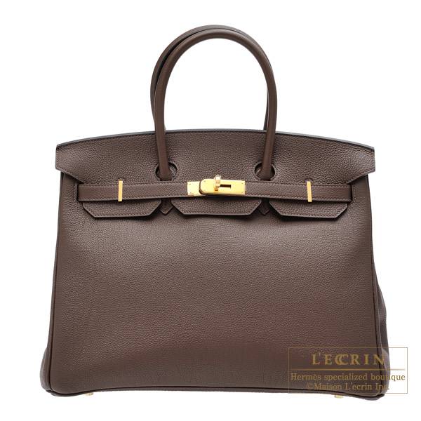 Hermes Chocolat Togo Leather Evelyne III PM Bag Hermes