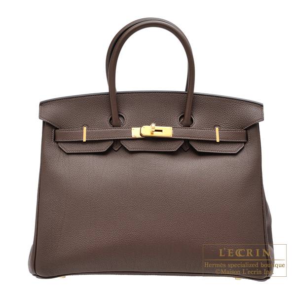 Hermes Birkin bag 35 Cacao Togo leather Gold hardware