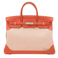 Hermes　Birkin Ghillies bag 40　Sanguine/Ecru　Swift/Toile H　Silver hardware