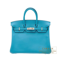Hermes　Birkin bag 25　Turquoise blue　Swift leather　Silver hardware
