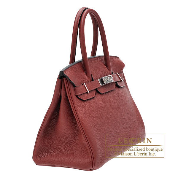 Hermes Rouge H Clemence Leather Birkin Bag