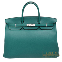 Hermes　Birkin bag 40　Malachite　Togo leather　Silver hardware