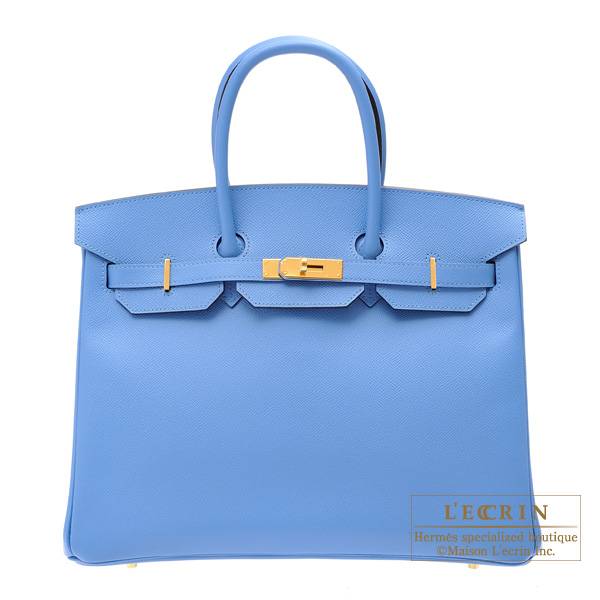 Hermes Blue Epsom Leather Gold Hardware Birkin 35 Bag Hermes