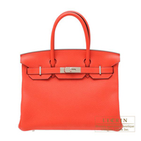 Hermes　Birkin bag 30　Rouge pivoine　Clemence leather　Silver hardware