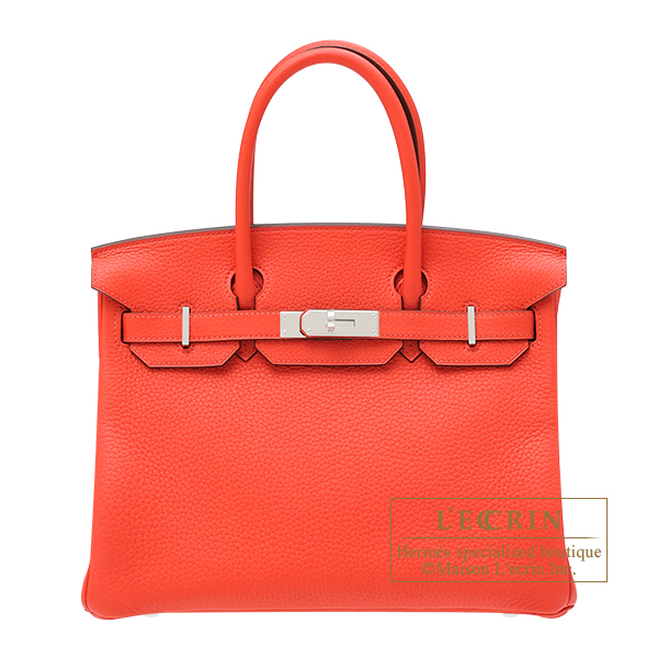 Hermes　Birkin bag 30　Rouge pivoine　Clemence leather　Silver hardware