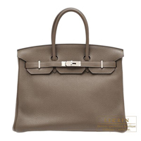 Hermes　Birkin bag 35　Taupe grey　Clemence leather　Silver hardware