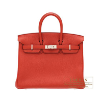 Hermes　Birkin bag 25　Vermillon　Togo leather　Silver hardware