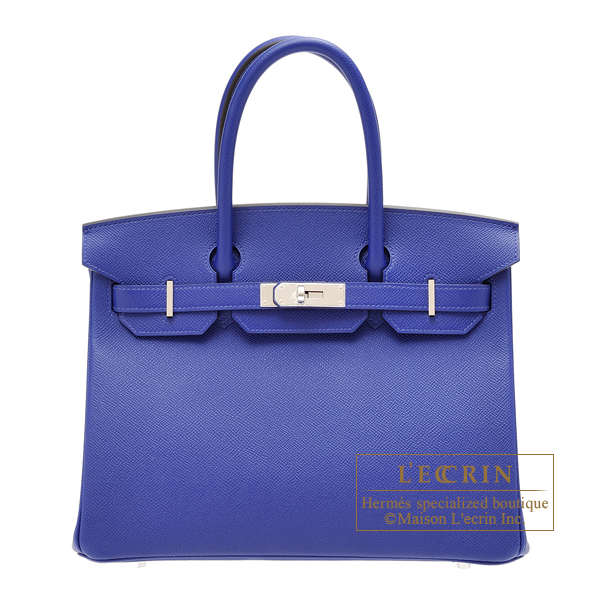 Hermes Birkin bag 30 Blue electric Epsom leather Silver hardware