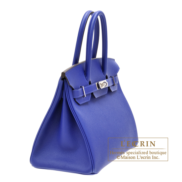 Hermes Birkin bag 30 Blue electric Epsom leather Silver hardware