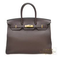 Hermes　Birkin bag 35　Cacao　Clemence leather　Gold hardware