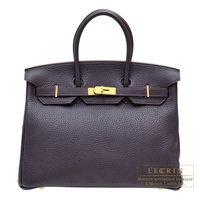 Hermes　Birkin bag 35　Raisin　Clemence leather　Gold hardware