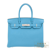 Hermes　Birkin bag 30　Turquoise blue　Togo leather　Silver hardware