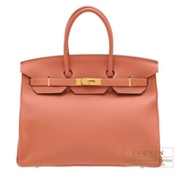 Hermes　Birkin bag 35　Rose tea　Clemence leather　Gold hardware