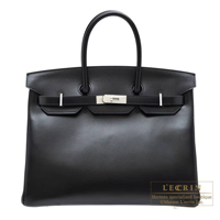 Hermes　Birkin bag 35　Black　Box calf leather　Guilloche hardware