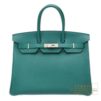 Hermes　Birkin bag 35　Malachite　Togo leather　Silver hardware