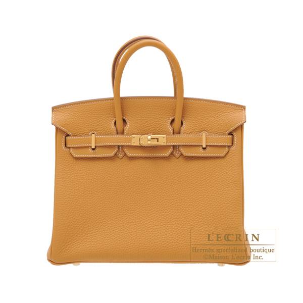 Hermes Birkin bag 25 Natural sable Togo leather Gold hardware