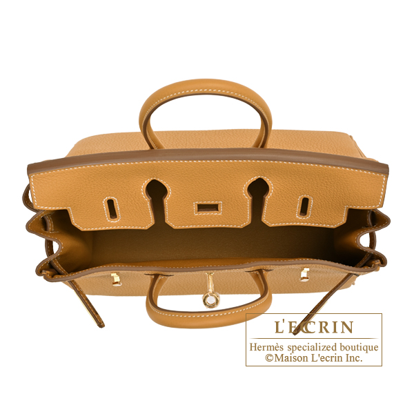 Hermes Birkin bag 25 Natural sable Togo leather Gold hardware