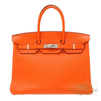 Hermes　Birkin bag 35　Feu　Clemence leather　Silver hardware