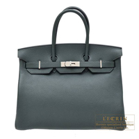 Hermes　Birkin bag 35　Vert fonce　Togo leather　Silver hardware