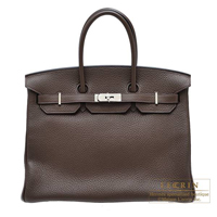 Hermes　Birkin bag 35　Cacao　Clemence leather　Silver hardware